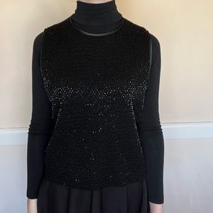 Black beaded shell top